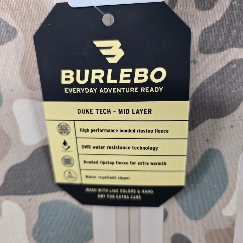 Burlebo Duke challenger Tech Hoodie 1/4 Mens Large Tan Camo Fleece Mid Layer - Picture 2 of 9
